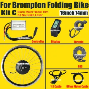 Suitable for Electric brompton Bike Motor TBK-74AD 36V/48V 250W Front Gear Hub Motor 28holes 74mm Motor + 16inch 349wheel Rim