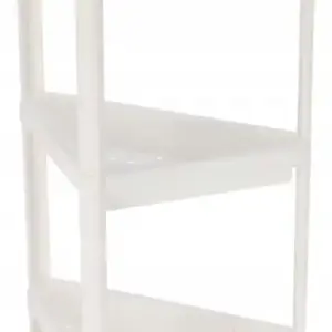 Kitchen Bathroom Corner Bookcase 71cm 3-level Plastic White