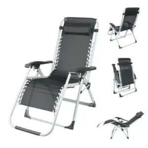 Padded Recliner Chair, Sun Lounger, Folding Garden Lounger, Recliner, Balcony Or Terrace Lounger With Adjustable Backrest