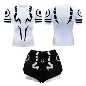 Anime Jujutsu Kaisen Compression Set For Men 3d Printed Compression Shirt+2 In 1 Double Layer Pants Workout Gym Performance Suit