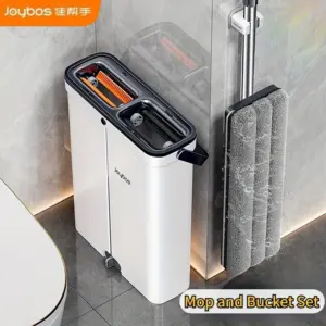 Spin Flat Mop Barrel 33cm Hand Free With Bucket 360 Complete Floor Scraper Cleaner Wet&Dry System For Living Room Home Mops