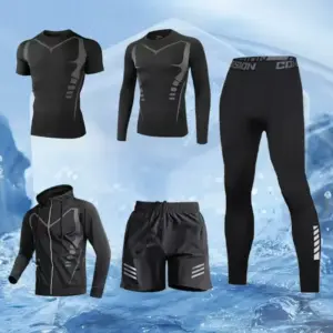 All Season Running Set Unisex 5 Piece Workout Gear Thermal Winter Cool Summer Sports Outfit