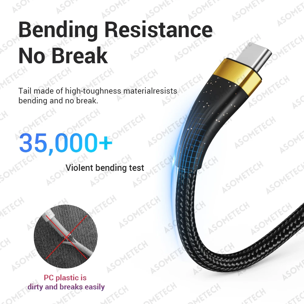 ASOMETECH 3 in 1 USB Charge Cable 6A 100W for Huawei/Honor Portable Micro USB TypeC Cable Charging Cable For iPhone 14 Samsung 18 kf Sf96fc55532124b88ba9b87a4ca3523e2s
