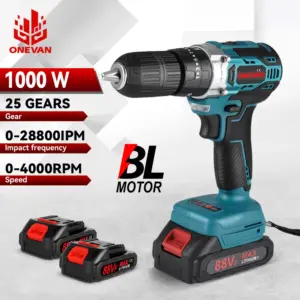 ONEVAN Brushless 25+3 Torque Electric Drill 450N.M Cordless Screwdriver Impact Drill Power Tools For Makita 18V Battery Pin