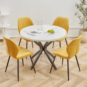 EGOONM Modern Luxury Dining Table Imitation Marble Effect Household Round Dining Table Simple Cafe Tables Home Furniture 100CM 5 kf Sf9a53c8a3df94f3abf7e8e5626a6ac84R