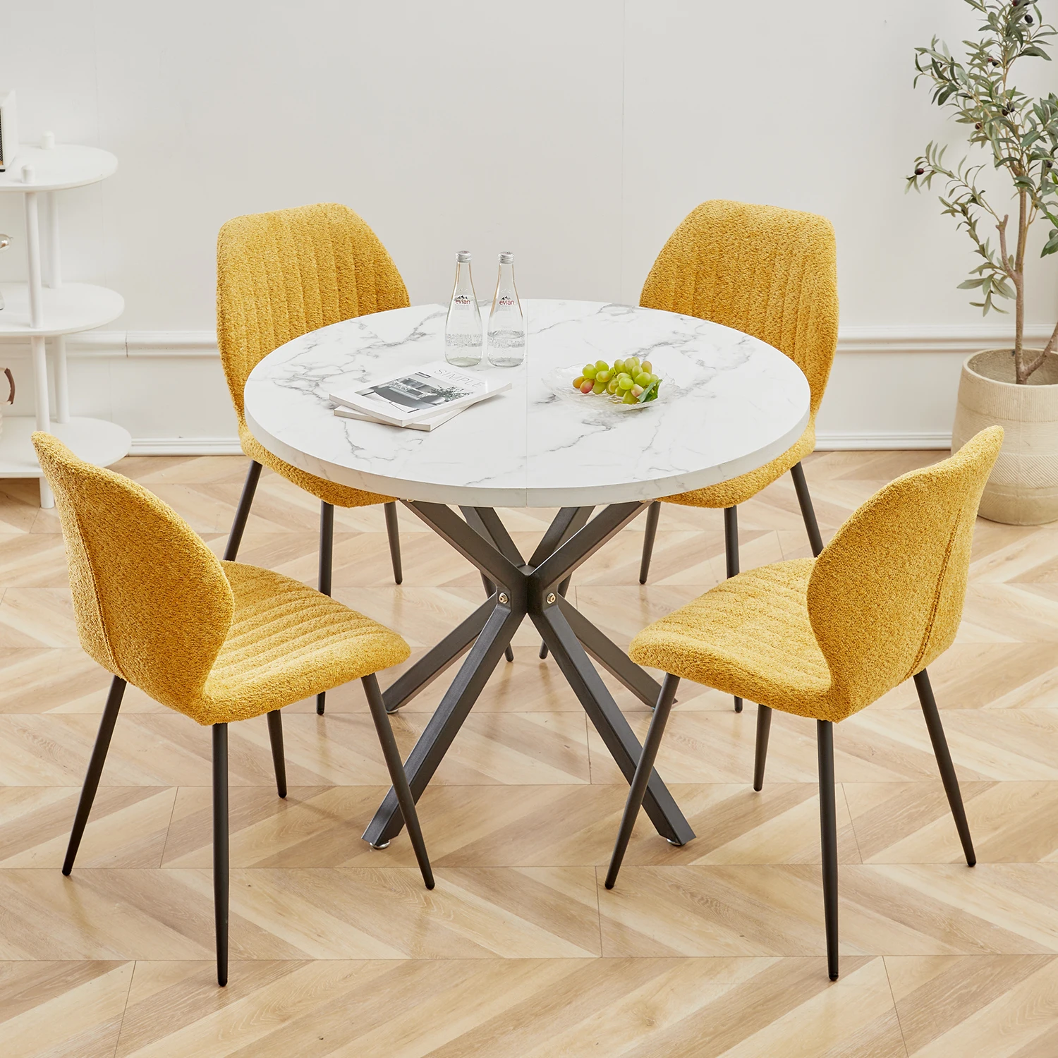 EGOONM Modern Luxury Dining Table Imitation Marble Effect Household Round Dining Table Simple Cafe Tables Home Furniture 100CM 14 kf Sf9a53c8a3df94f3abf7e8e5626a6ac84R