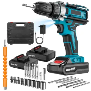 Cordless Impact Screwdriver Handheld Drill Power Tool 32 Torque Setting 2 Gear Speed Electric Screwdriver With 2 Batteries
