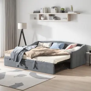 Comanlai Sofa Bed Velvet Extendable Pull-out Design 90/180x200cm Slatted Frames For Living Room Guest Room Small Apartment ﻿