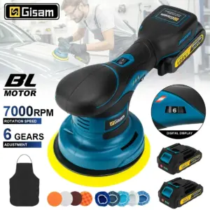 Gisam 7000RPM Brushless Car Polisher 6Gear Wireless Car Polishing Machine Electric Polish Machines Tool For Makita Battery Pin
