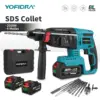 YOFIDRA Brushless Electric Hammer Impact Drill 26MM Cordless Woodworking Impact Drill Power Tools Set For Makita 18V Battery Pin
