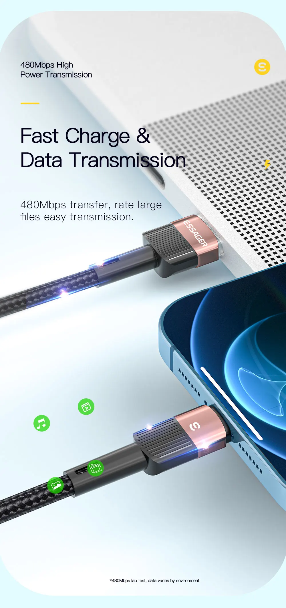 Essager Fast Charging For iPhone Usb Cable 11 12 13 Pro Max Mini Xs Xr X SE 8 7 6 Plus 6s 5 5s 2.4A Wire For iPhone Charger Cord 9 kf Sfcb69526fb344f6389a47c3d4496b6f5S