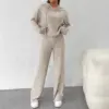 Casual Knitted Long Hoodie Loose Long Sleeve Long Pants Fashion Set Autumn Winter New Style Elegant Commute Pure Color Polyes...