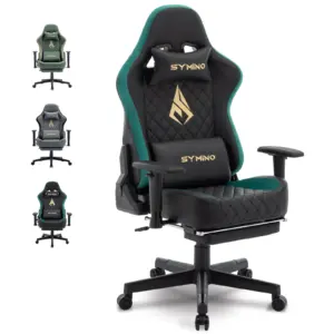 SYMINO Ergonomischer Gaming-Stuhl, PU-Leder – Schwarz, Retro-Stil