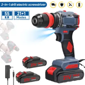 21V Cordless Drill 2-In-1 Rechargeable Electric Screwdriver Mini Practical 55N.M Hand Drill Lithium-Ion Battery Power Tool Drill