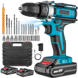 21V Cordless Electric Drill Screwdriver 1350rpm High-Speed Drill 24-Piece Home Tool Kit for Renovation and Furniture Installatio