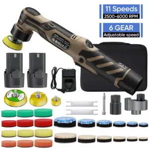 12V Cordless Mini Car Polisher Detailing 1/1.5/2 Inches With 11 Variable Speed For Auto Detailing Waxing(2 * 2.3Ah Battery)