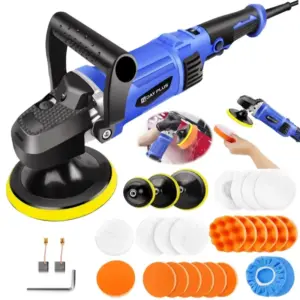 1400W Electric Car Polisher with Handle, Rotaty Buffer, 800-3500 RPM, 6 Variable Speed, 150 and 180mm Polishing Plate