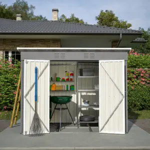 4FT metal garden shed, incl. Foundation (without soil). Weatherproof tool shed for Garden & Terrace, Gray