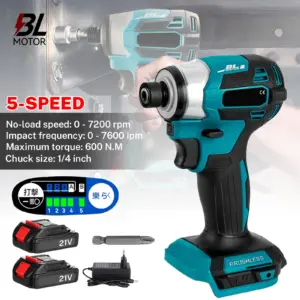 600N.m Brushless Electric Screwdriver 5-Speed Cordless Electric Impact Driver Kit Drill Tool For Makita 18V Battery Pin