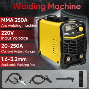 250A Welder Inverter Welding Machine 220V IGBT Electric LCD Welder with Electrode Holder Mask Welding Reds Mini Welder DIY Kits