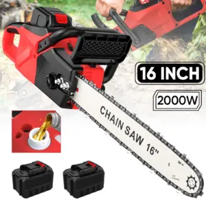 Electric Chainsaw Brushless 16Inch Cordless Pruning Woodworking Power Tool 2000W Handheld Garden Cutter For Makita Battery