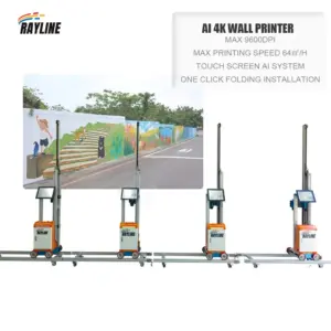 Automatic UV Vertical Wall Printer Price With Wheels Rails 16㎡/hour 32㎡/hour 64㎡/hour 9600DPI AI 4K Wall Printer Machine