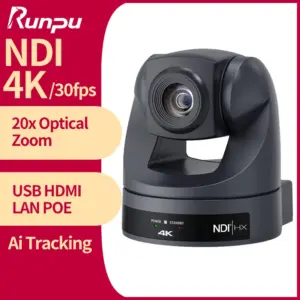 Runpu 4K30fps 20X Optical Zoom AI-Tracking Ptz NDI Camera HDMI LAN POE Live Streaming Broadcast Video Conference System Camera