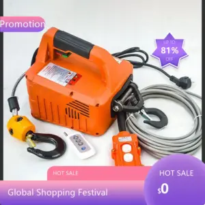 500KG Load Portable Electric Winch Traction Hoist Manual/Remote Control/Wire Control Electric Hoist 220V/110V Hoist Lifting Tool