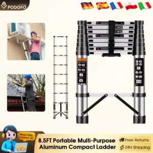 Podofo Retractable Folding Portable Ladder Thickened Vertical Ladder Engineering Loft Hidden Lift Ladder Household Simple