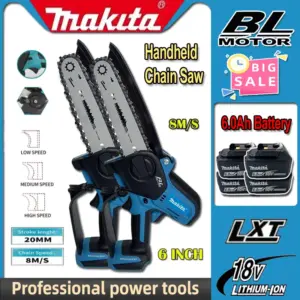 Makita 18V Cordless Chainsaw for Woodworking with Small Handheld Electric 6-inch Logging Sawzall Mini Portable Chainsaw