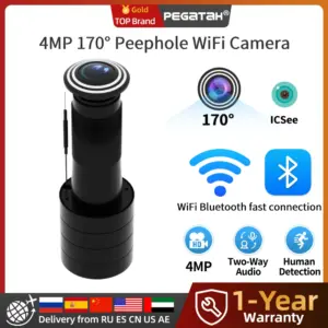 PEGATAH 4MP HD Video WiFi 170° Wide-angle Camera Human Detection Audio Door Viewer Video-eye Wireless Cat-eye Cam ICSEE APP