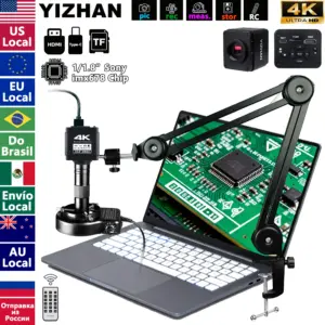 4K Electronic Digital Microscope For Soldering HDMI USB imx678 Sensor Industrial Camera With Software 150x Lens Folding Bracket
