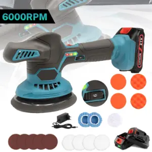 Cordless Buffer Polisher, 6 Variable Speeds, 2800-6000 RPM Car Buffer Polisher Kit With 2pcs 3.0Ah Battery For Car Polishing