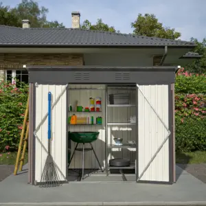 8x4 FT Metal Tool Shed Garden House Including Metal Foundation (without Floor), Weatherproof Garden Shed