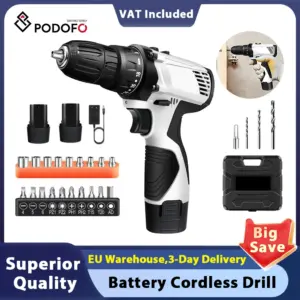 Podofo 12V Cordless Drill Electric Drills Driver Screwdriver Set with 23PCS Accessory Kit Power Drill Variable Speed Drill