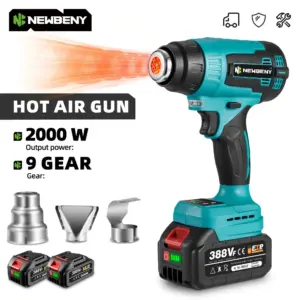 NEWBENY 500℃ Cordless Electric Hot Air Gun 9 Gears with LED Display Industrial Household Dryer Tool For Makita 18V Battery Pin