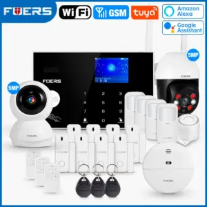 FUERS WIFI GSM Alarm System Wireless Home Burglar Security Alarm System Tuya APP Control Siren Motion Detector PIR Smoke Sensor
