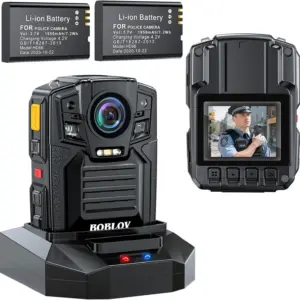 BOBLOV D7 2K Body Camera - 128GB GPS , 1950mAh Dual Batteries , IP67 Waterproof & Night Vision for Law Enforcement/Security