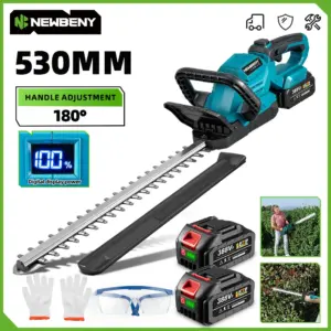 NewBeny Electric Hedge Trimmer 3000RPM Lawn Mower Garden LED Display Landscaping Hedge Pruner Trimmer Tool For 18V-21V Battery