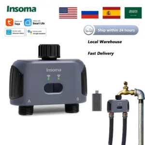 Insoma Automatic Water Timer Zigbee Wifi 2-Outlet Garden Irrigation Watering System Sprinkler Programmer Tools support Alexa