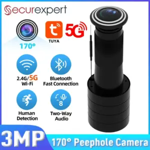 TUYA HD Door Peephole Viewer 2.4G/5G WiFi Security Camera 170° Wide-angle Human Detection Two-Way Audio Video-eye Cat-eye Cam