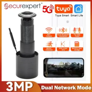 3MP HD 2.4G/5G WiFi Door Viewer Camera Video-Eye Peephole with Motion Detection & 2-Way Audio, Tuya Smart Life For Home Security