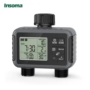 Insoma 2-Zone Sprinkler Timer Programmable Garden Hose Timer Water-Saving Irrigation Controller for Lawn Yard Drip Systems IPX5
