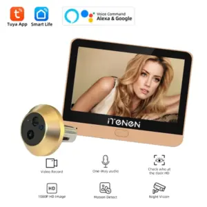 Tuya Smart Wireless Video Door Camera 2.4G Wifi 4.3inch Screen 3MP PIR One-Way Audio Digital Peephole for Home Security
