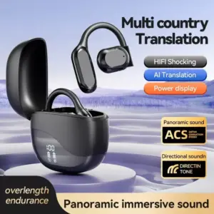 Real Time AI Translator Earbuds Bluetooth-Compatible 5.4 Noise Cancelling Smart Voice Translator Ear Hook Translation Earphones