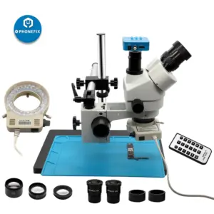 3.5-90X Simul Focal Zoom Trinocular Stereo Microscope With VGA/14MP/16MP/21/38MP HDMI Camera for Phone PCB Soldering Microscope