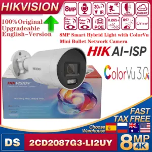 2025 NEW Original Hikvision DS-2CD2087G3-LI2UY 4K 8MP Smart Hybrid Light with ColorVu Fixed Mini Bullet Network Camera IR67