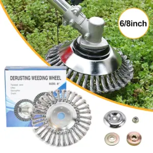 6/8 Inch Garden Weed Brush Cutter Head Steel Wire Wheel Disc Universal Grass Trimmer Tool for Lawn Mower Efficient Grass Eate