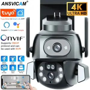 4K 8MP WIFI Camera TUYA APP Dual Screen Cam Binocular AI Body Automatic Tracking CCTV Security Intelligent IP66 Monitoring
