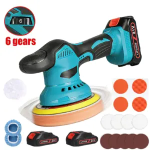 6-Speed Cordless Electric Polisher 6000RPM - Portable Wireless Auto Polishing Machine for Car Detailing